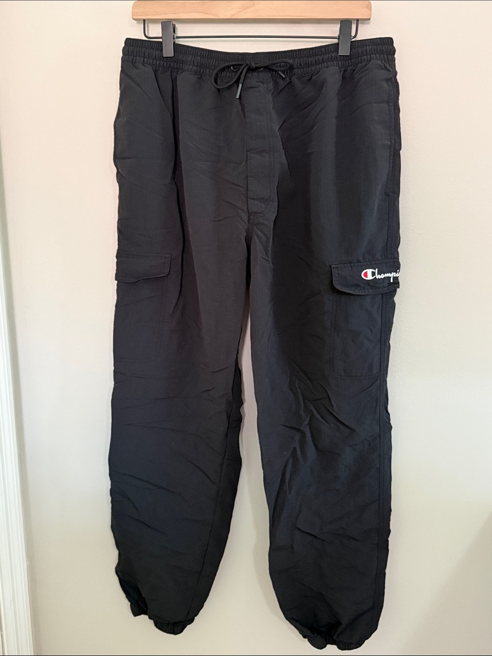 Champion Black Men's Cargo Pants with Drawstring Waist